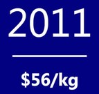 Polysilicon spot price average in 2011: $56/kg