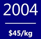 Polysilicon spot price average in 2004: $45/kg