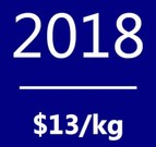 Polysilicon spot price average in 2018: $13/kg