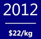 Polysilicon spot price average in 2012: $22/kg